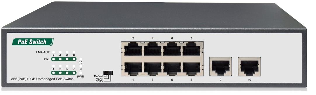 8FE(PoE)+2GE Unmanaged PoE Switch