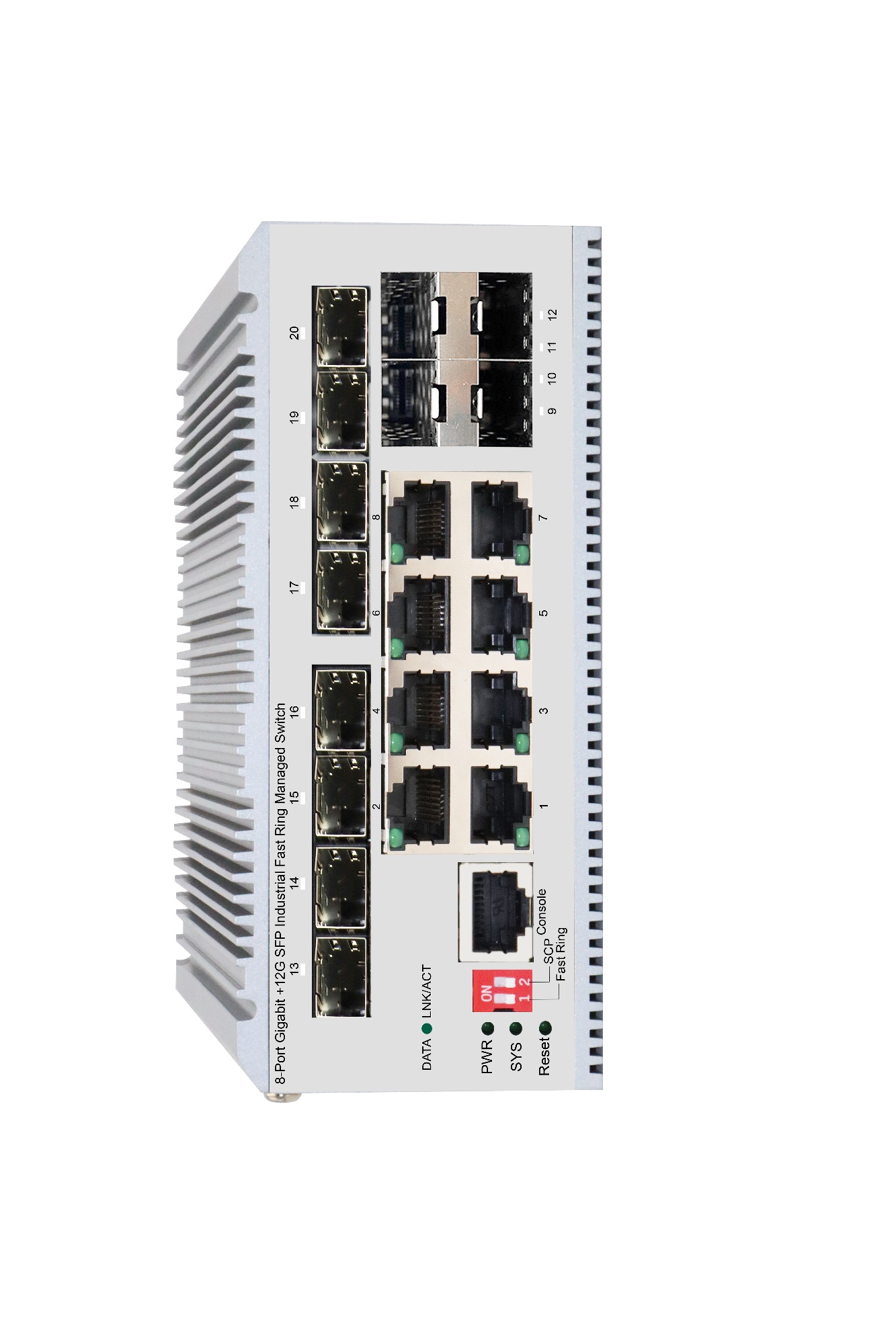8-Port Gigabit +12G SFP Industrial Fast Ring Managed Switch