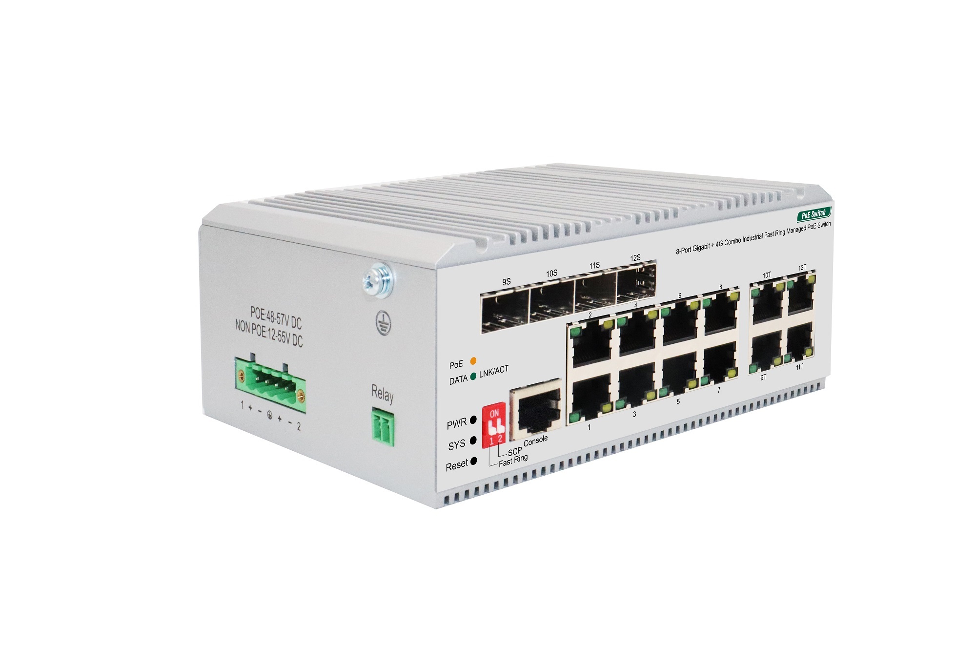 8-Port Gigabit + 4G Combo Industrial Fast Ring Managed PoE Switch