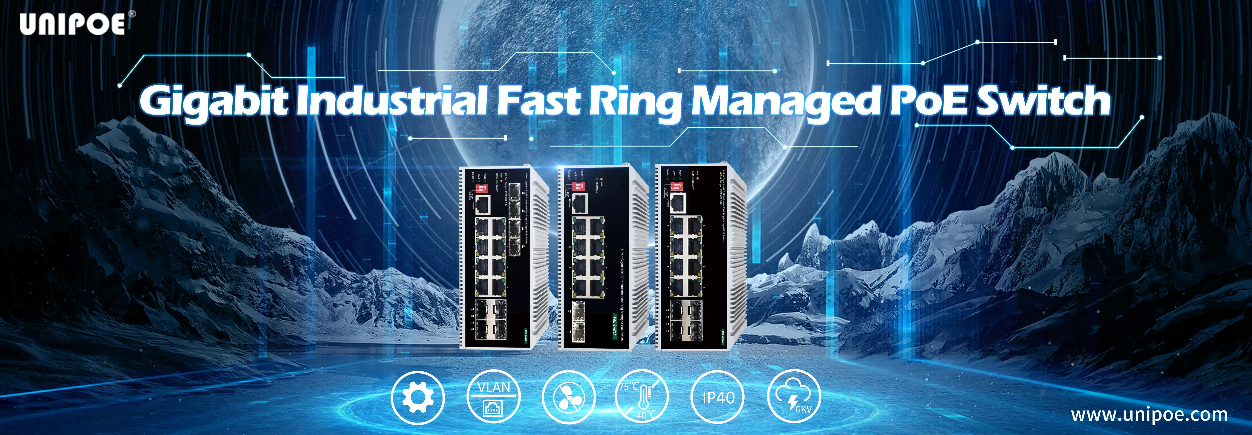 Gigabit Industrial Fast Ring Managed PoE Switch