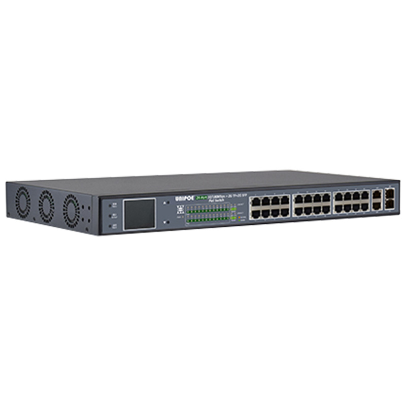 24*10/100Mbps+2GE+2G SFP Gigabit Uplink PoE Switch With V3 LCD Display