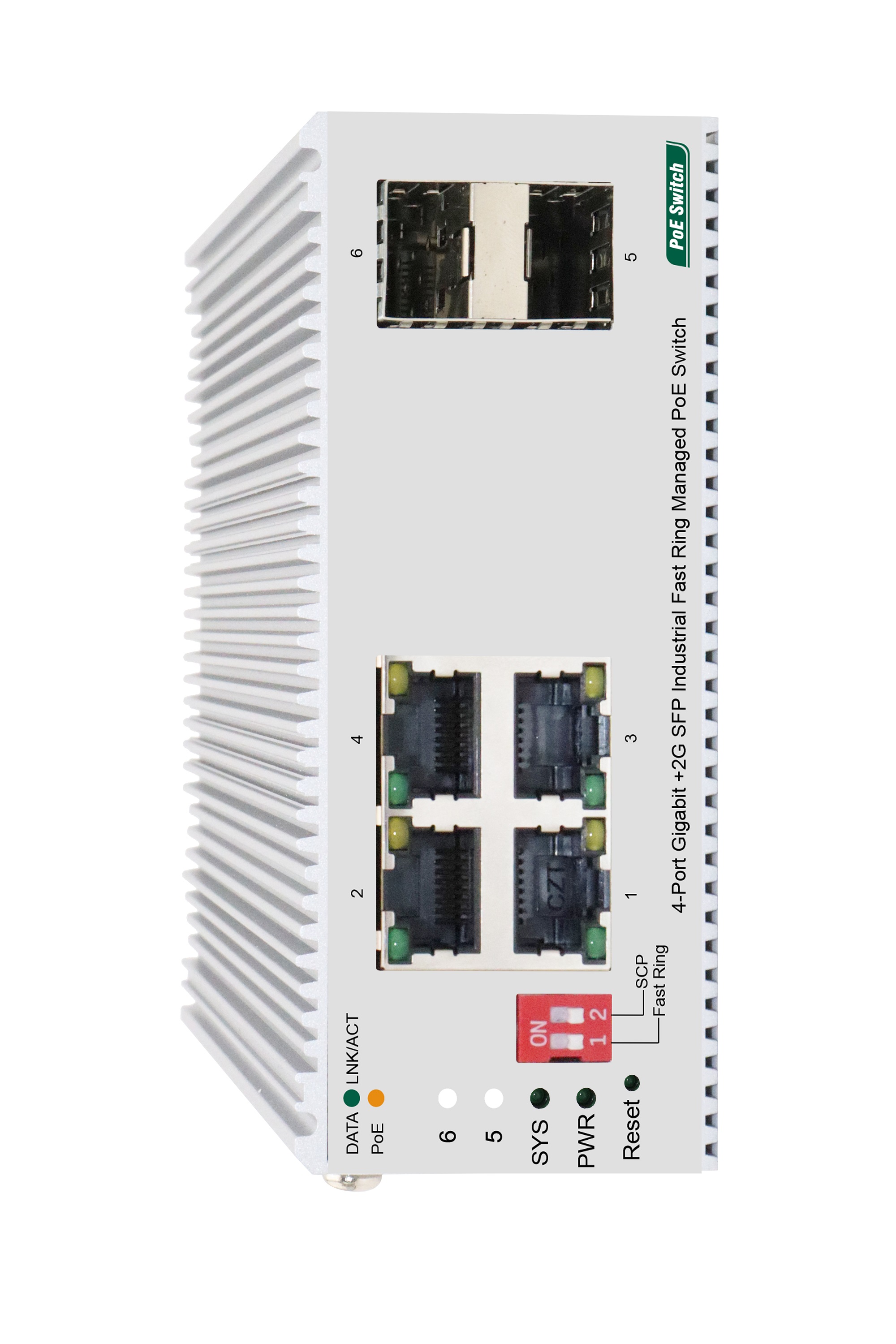 4-Port Gigabit+2G SFP Industrial Fast Ring Managed PoE Switch