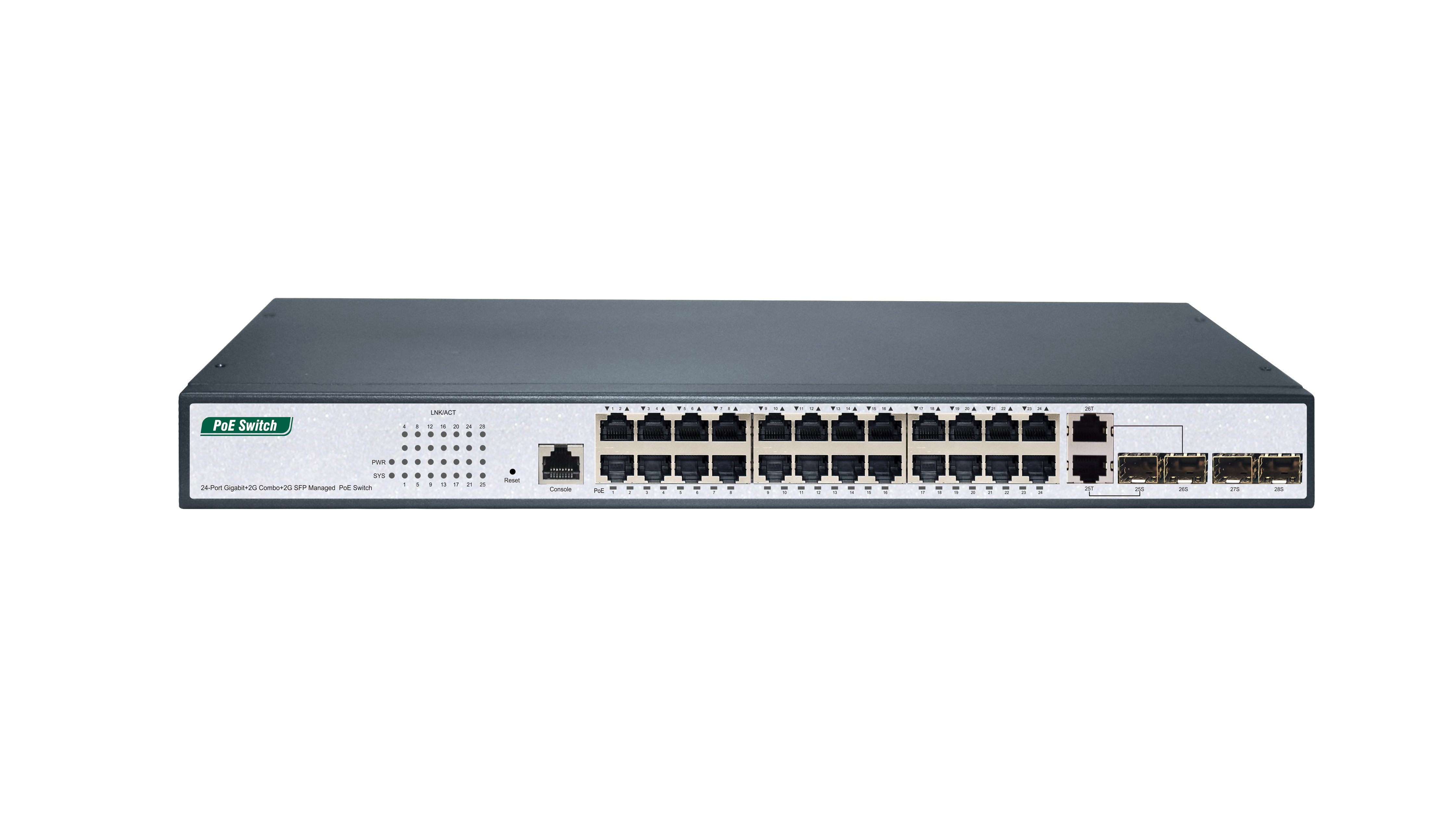 24-Port Gigabit+2G Combo+2G SFP Managed PoE Switch