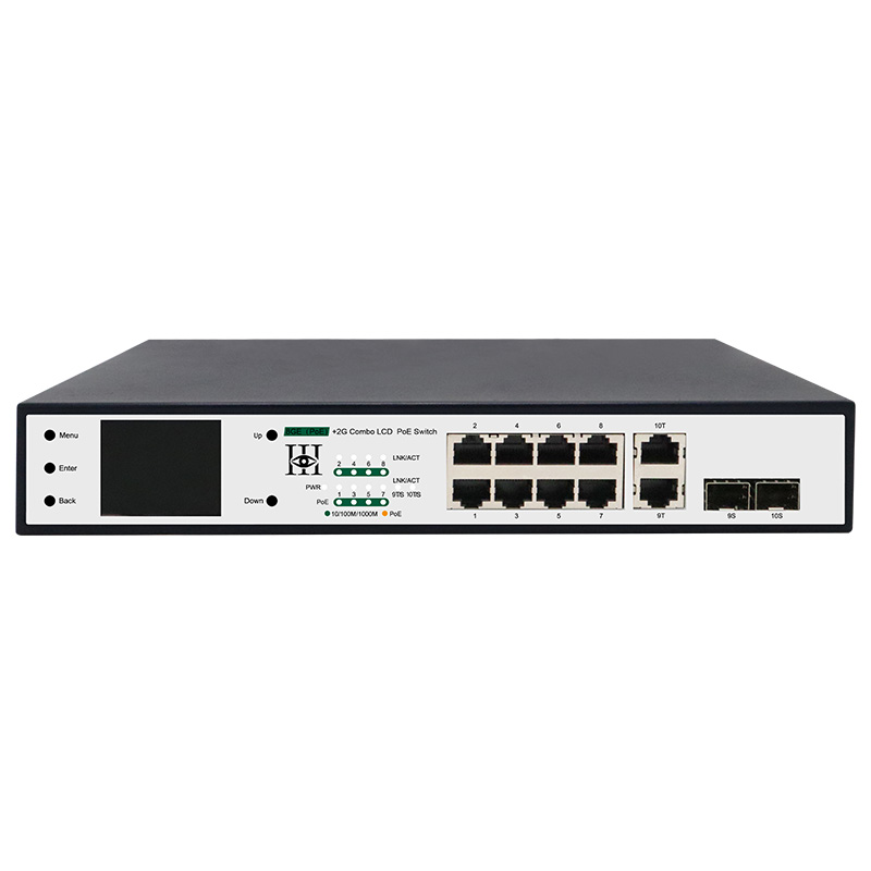8GE(PoE)+2G Combo LCD Display PoE Switch