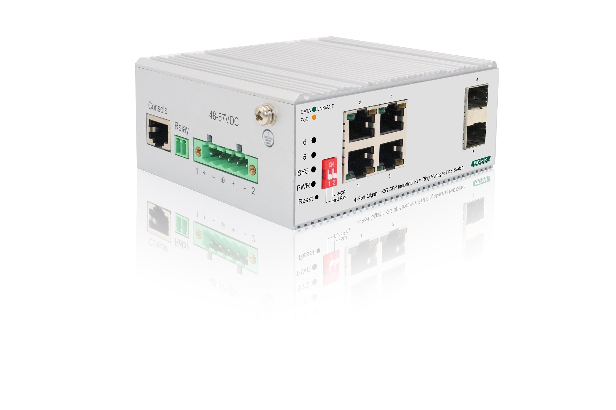 4-Port Gigabit+2G SFP Industrial Fast Ring Managed PoE Switch