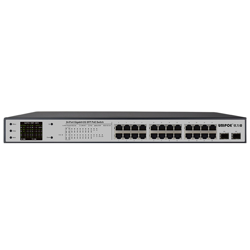 8-Port Gigabit Ethernet 380W PoE+ Switch with 4 Uplink Ports and LCD Screen