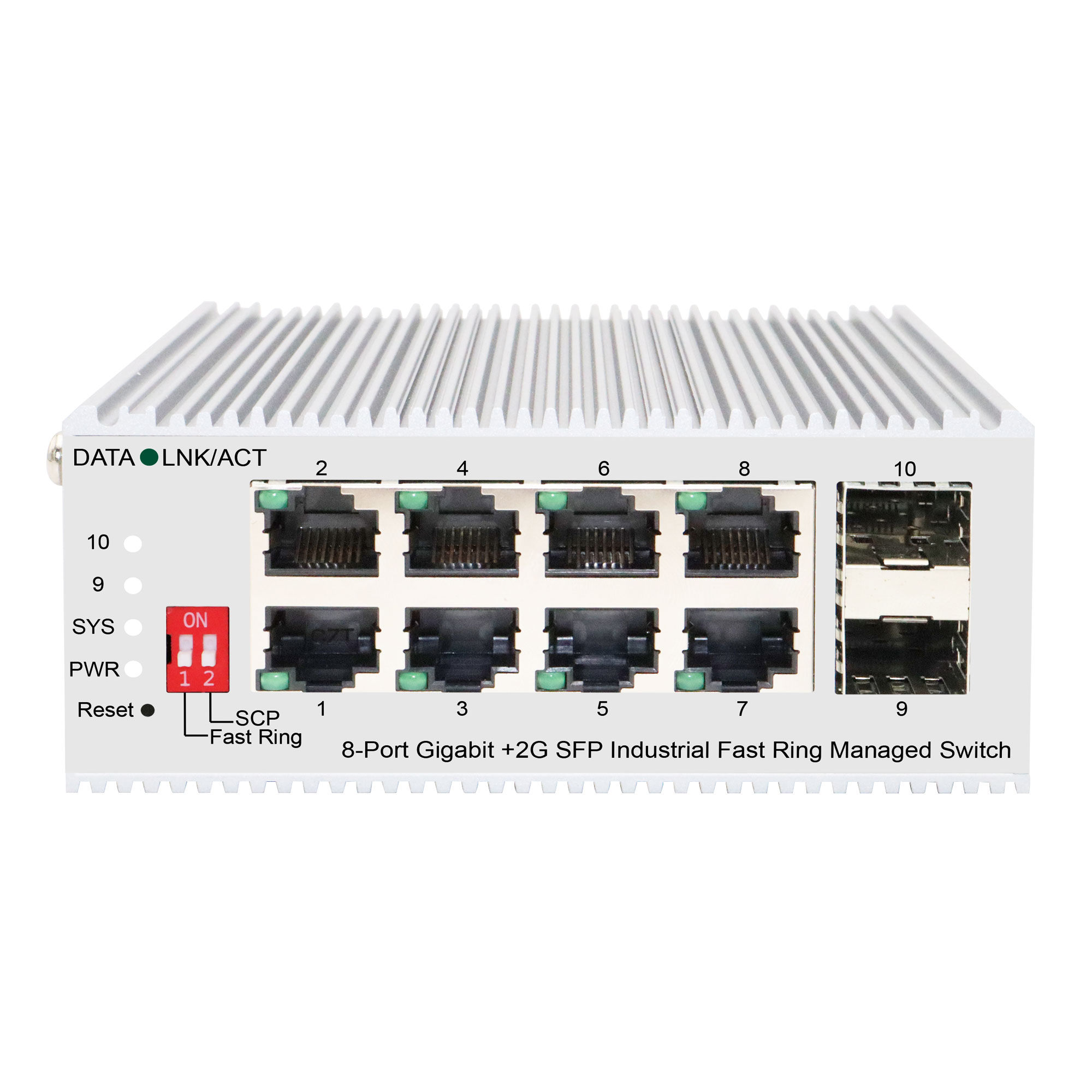 8-Port Gigabit +2G SFP Industrial Fast Ring Managed Switch