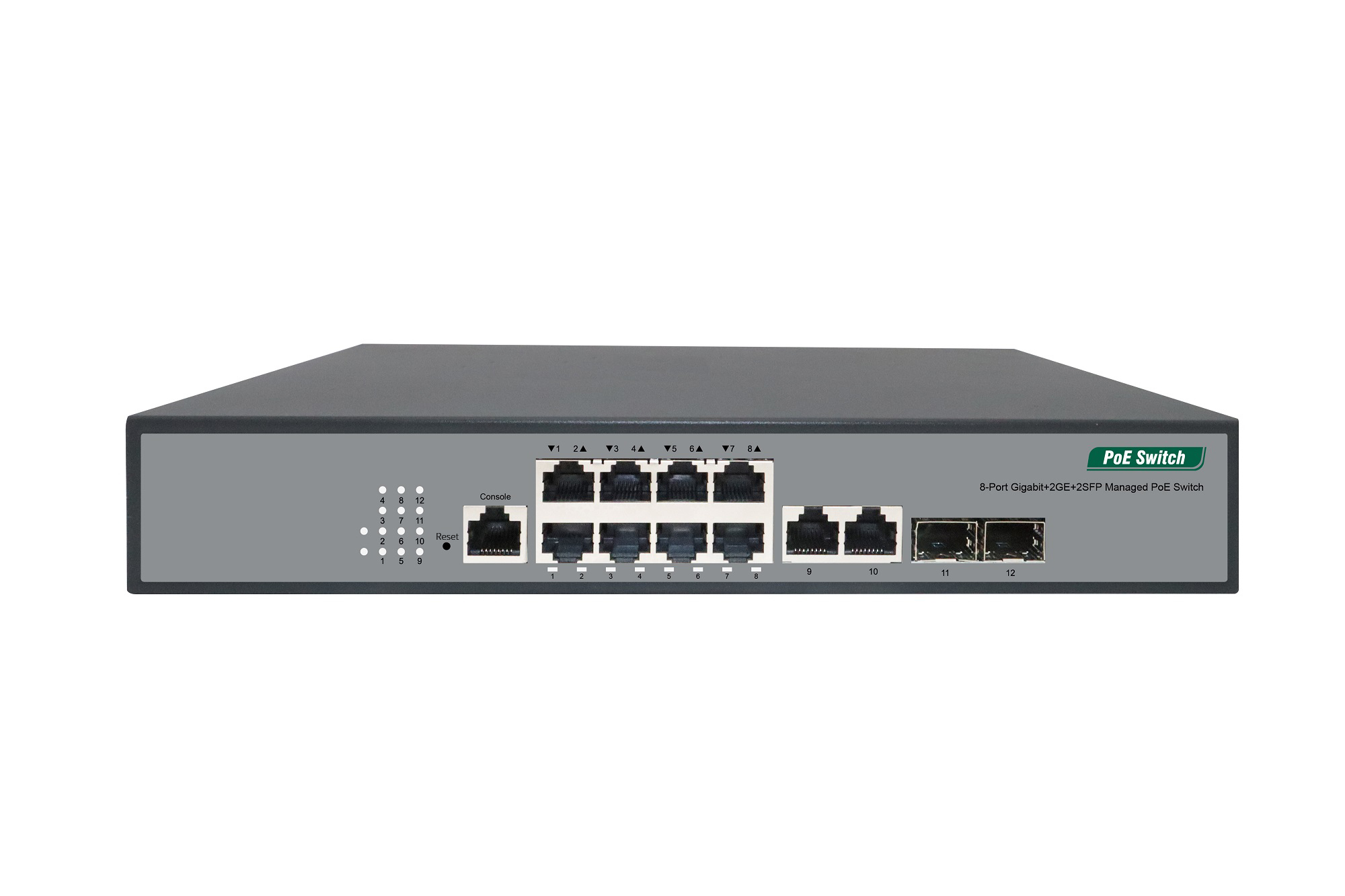8-port Gigabit+ 2GE+2SFP Managed PoE Switch