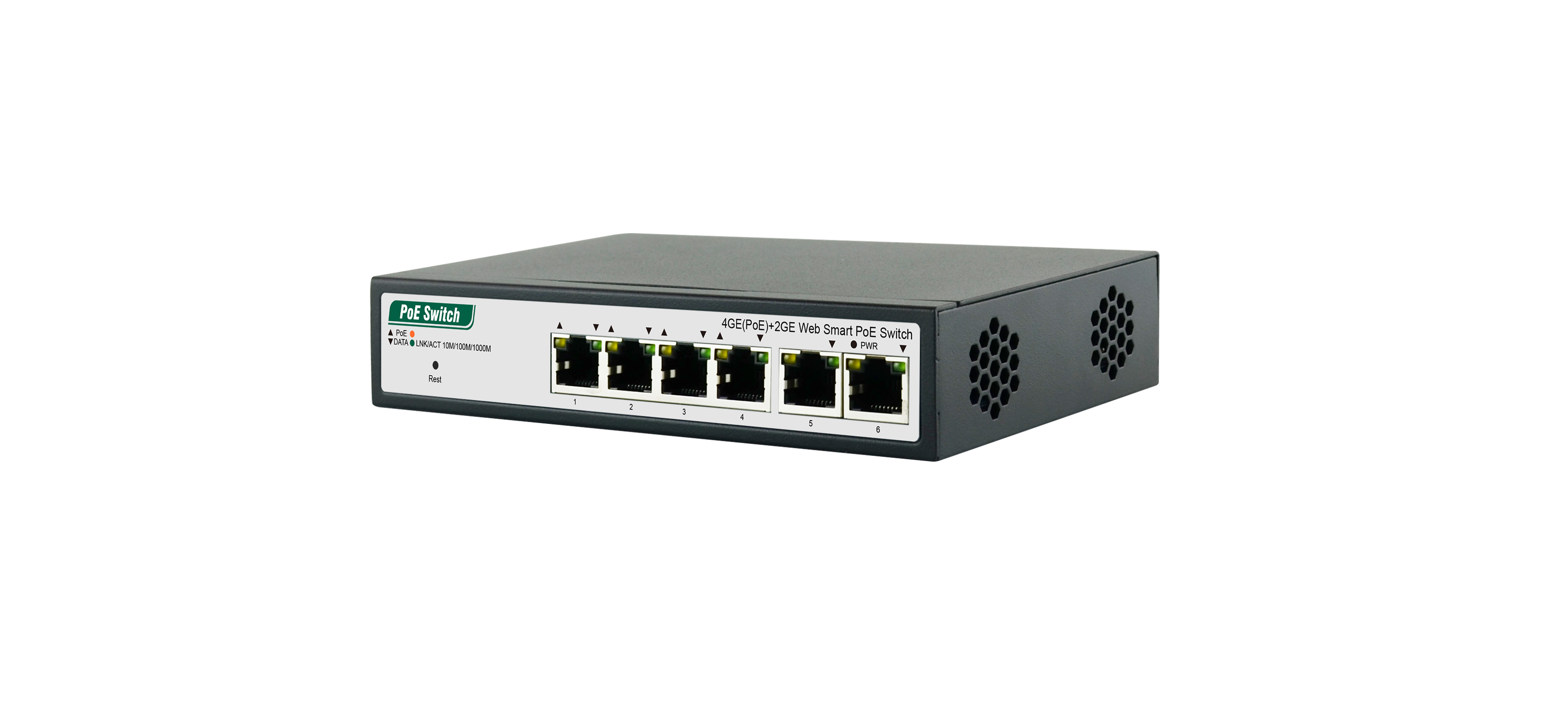 4GE(PoE)+1GE+1GE(PD) Web Smart PoE Switch