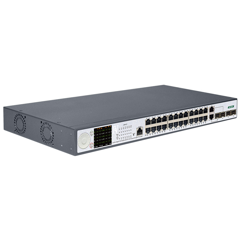 24-Port Gigabit+2G Combo+2G SFP+1Console LCD Display Managed PoE Switch