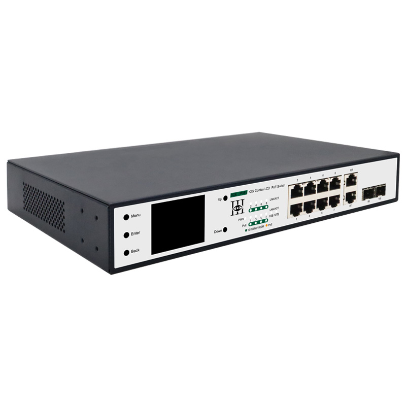 8GE(PoE)+2G Combo LCD Display PoE Switch