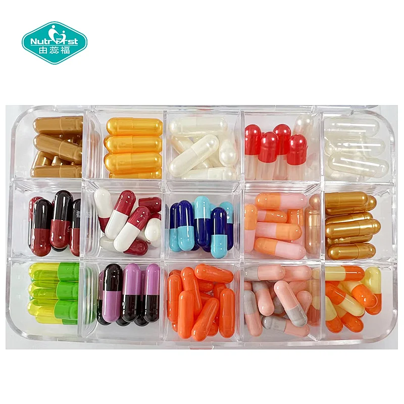 Nutrifirst Contract Customization White Red Printed Empty Gelatin Separated Capsules Shell GMP with All Size
