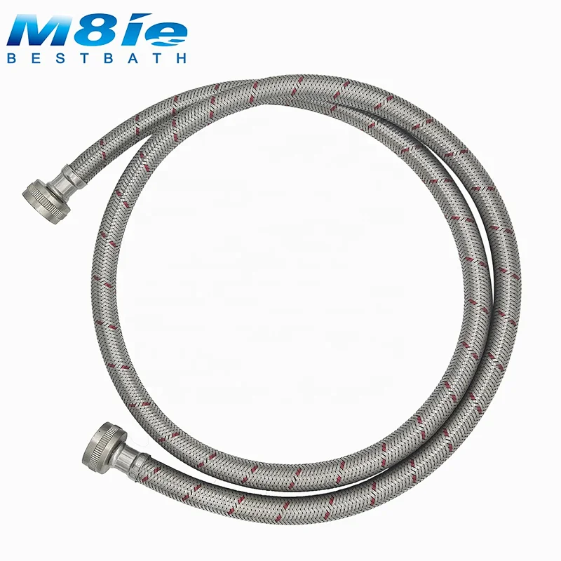 Red Blue Stripe stainless steel braided hoses washing machine pipe with