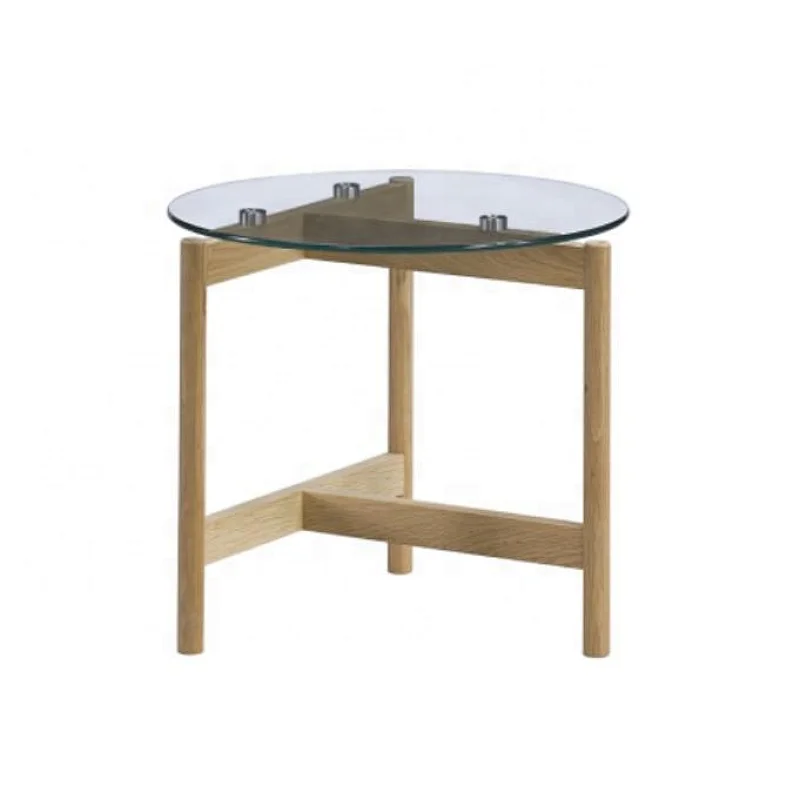 Modern clear glass coffee table round side table for living room furniture