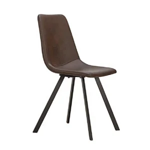 Chinese Wood Design Dining Chair Pu Cover With Powder Coating Metal Legs - 1329