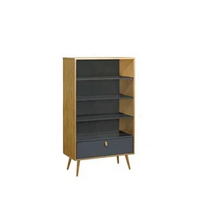 Modern design MDF sideboard with leather handles 5 drawers of chest