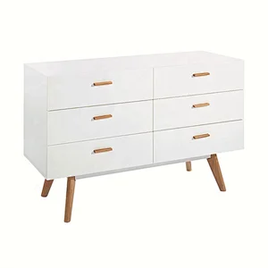 Scandinavian MDF drawer of chest white with natural oak cabinet for living room furniture