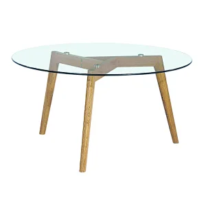 high quality  living room office clear glass oak wood  coffee table-9365 Glass