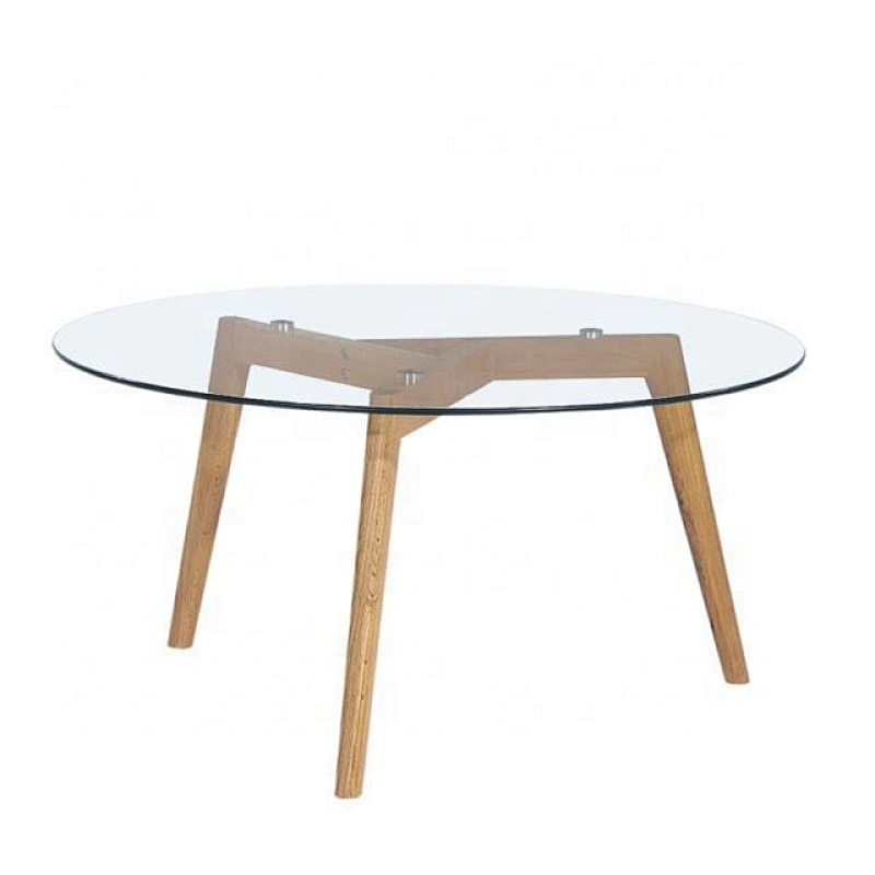Cheap Glass Top Coffee Table With Glass Top With Oak Legs Coffee Table- 9363-Glass