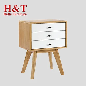 Factory direct Vintage style wood bedroom furniture Night Stand For Bedroom Pu Painting Night Stand With Oak Legs - 9904
