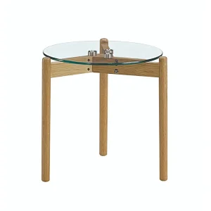 hot sale high quality new design glass coffee table round coffee table with oak legs for living room furniture