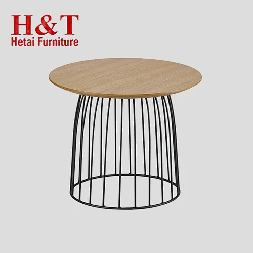 Living Room Wooden Furniture Coffee Tables Oak Veneer Coffee Table With Metal Frame - 1001-M