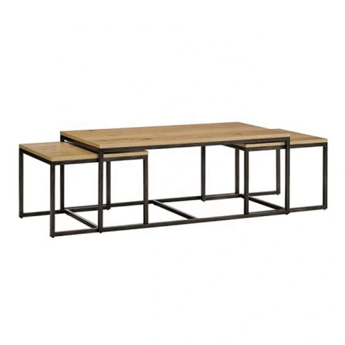 Modern Coffee Table Wood Oak Veneer Coffee Table With Metal Legs - 1313-L/S