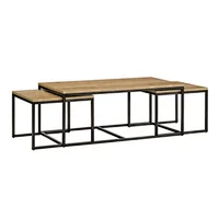 Modern Coffee Table Wood Oak Veneer Coffee Table With Metal Legs - 1313-L/S