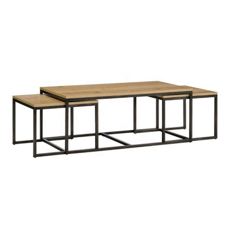 Modern Coffee Table Wood Oak Veneer Coffee Table With Metal Legs - 1313-L/S