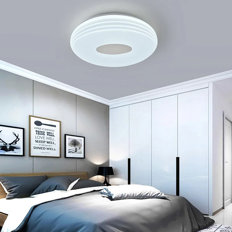 Wholesale price plastic iron modern 2.4G dimmable bedroom decorative round led ceiling light