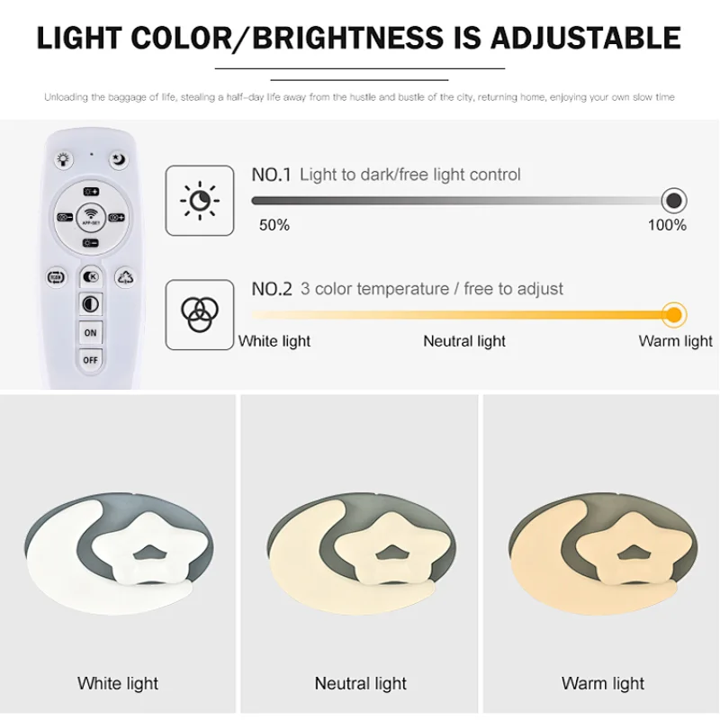New design white Rotational moulding 2.4G dimmable led ceiling lamp for bedroom living room