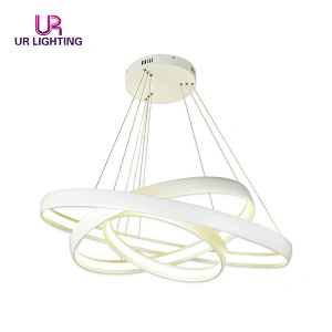 Modern Droplight Annular Art Unique Living Room Home Lamp Acrylic Aluminum White Chandelier