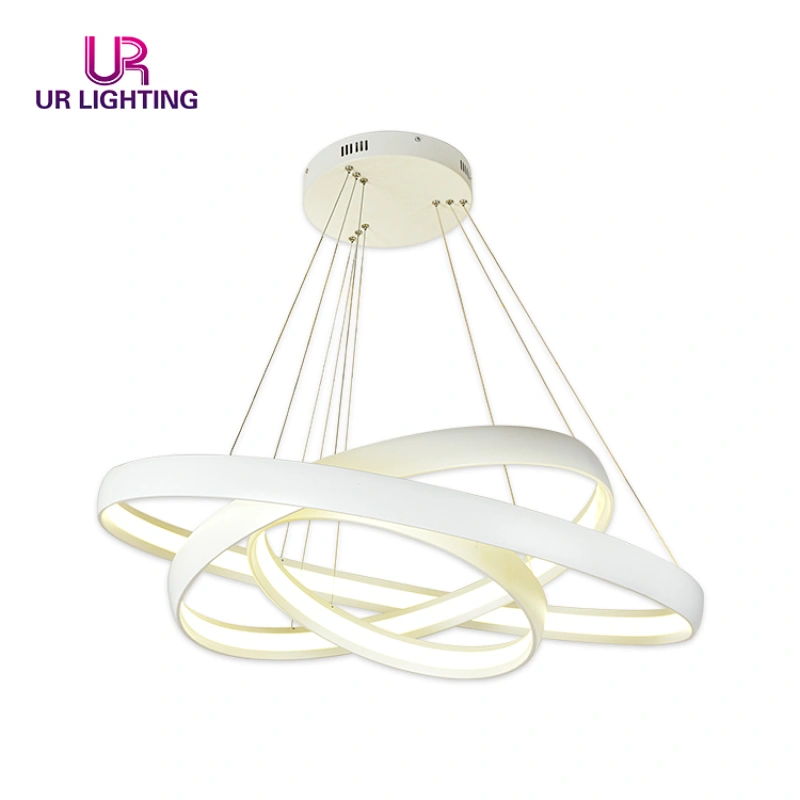 Modern Droplight Annular Art Unique Living Room Home Lamp Acrylic Aluminum White Chandelier