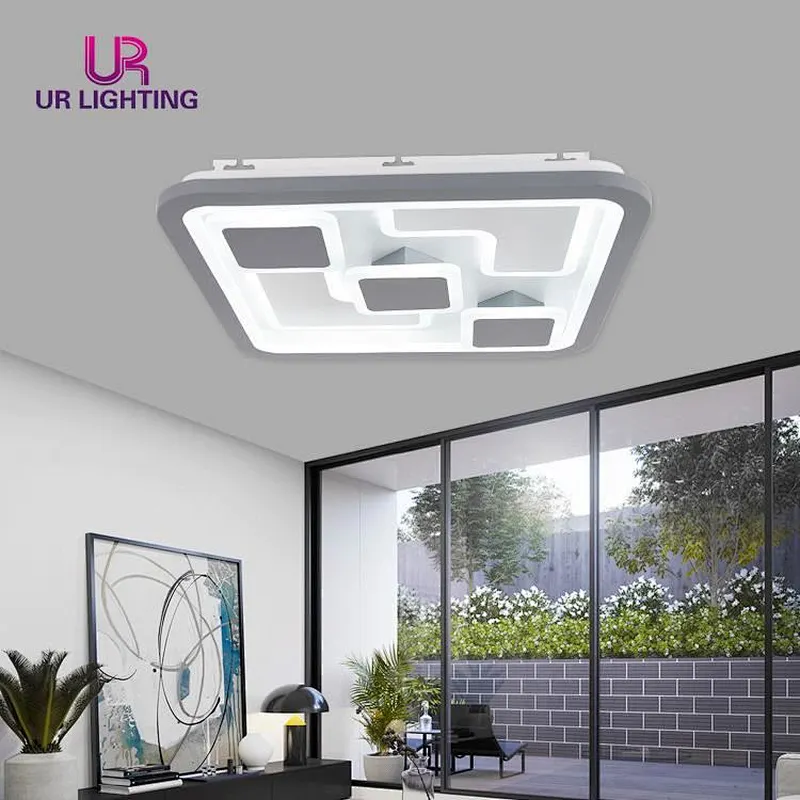 Modern Simple Artistic Tricolor Square Shaped Acrylic Led Ceiling Light