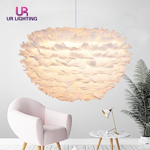 Modern design warm white feather hanging bedeoom decorative dimmable led pendant light