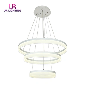 Energy Saving big modern lighting fixtures home white annular led chandelier pendant lamp