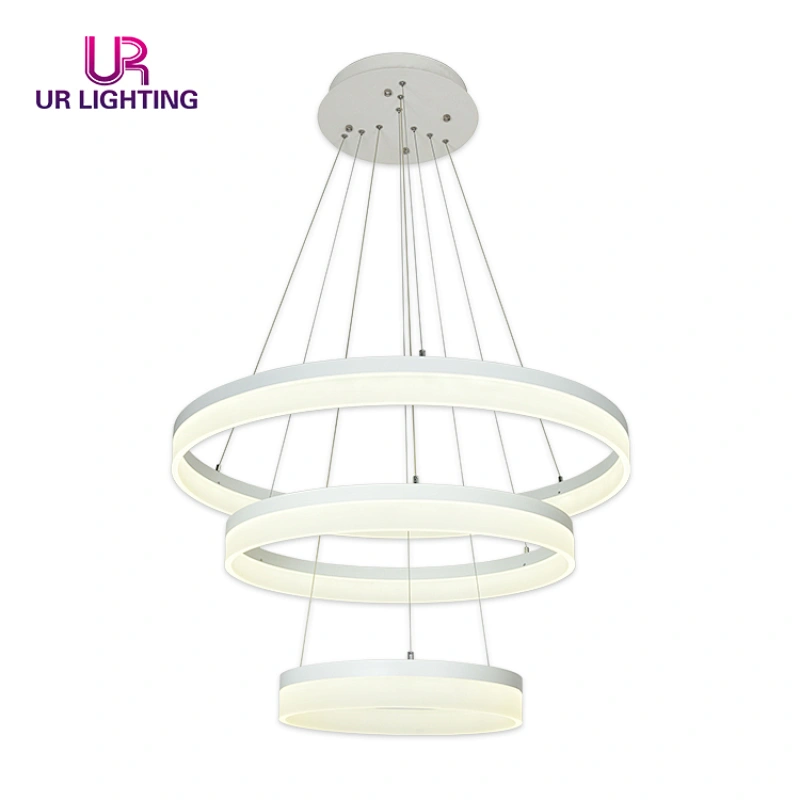 Energy Saving big modern lighting fixtures home white annular led chandelier pendant lamp