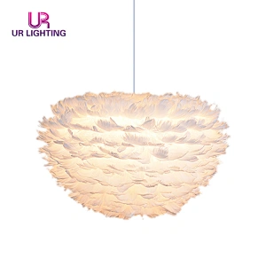 Modern design warm white feather hanging bedeoom decorative dimmable led pendant light