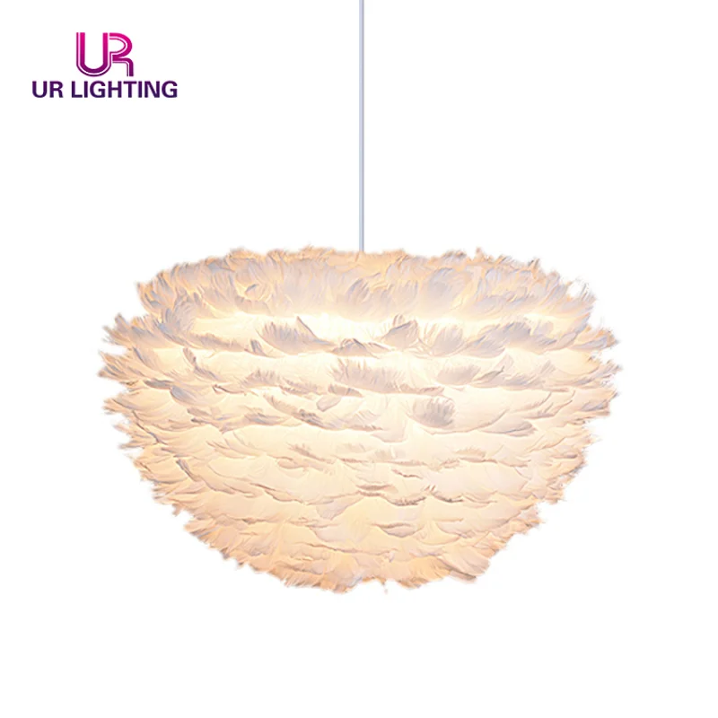 Modern design warm white feather hanging bedeoom decorative dimmable led pendant light