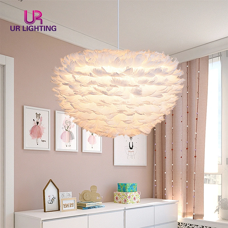 Modern design warm white feather hanging bedeoom decorative dimmable led pendant light