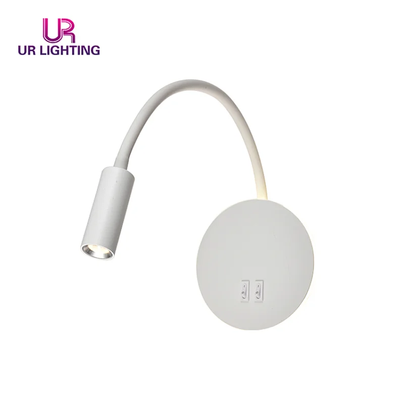 Modern design spot light white black aluminum iron bedroom hotel room round 7w led wall lamp