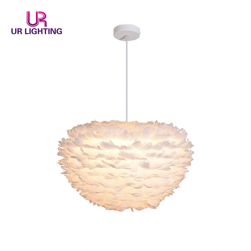 Modern design warm white feather hanging bedeoom decorative dimmable led pendant light