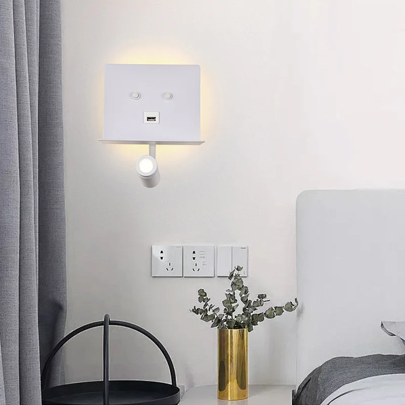 New Style Round White 7W Bedside Reading Indoor Modern LED Wall Lamp
