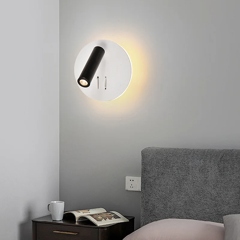 Hot Selling Black White Home Decorative 7W Round Spotlight LED Wall Light