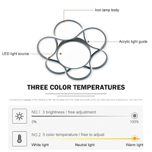 New design modern flower decoration surface mounted dimmable led ceiling lamp
