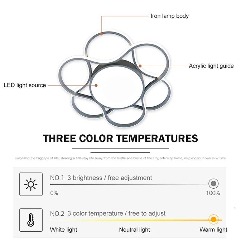New design modern flower decoration surface mounted dimmable led ceiling lamp