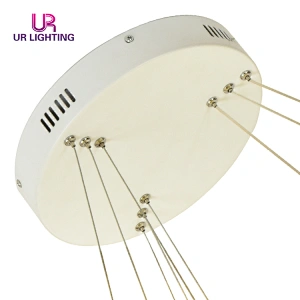 Modern Droplight Annular Art Unique Living Room Home Lamp Acrylic Aluminum White Chandelier