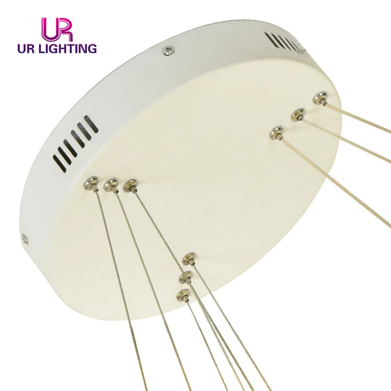 Modern Droplight Annular Art Unique Living Room Home Lamp Acrylic Aluminum White Chandelier