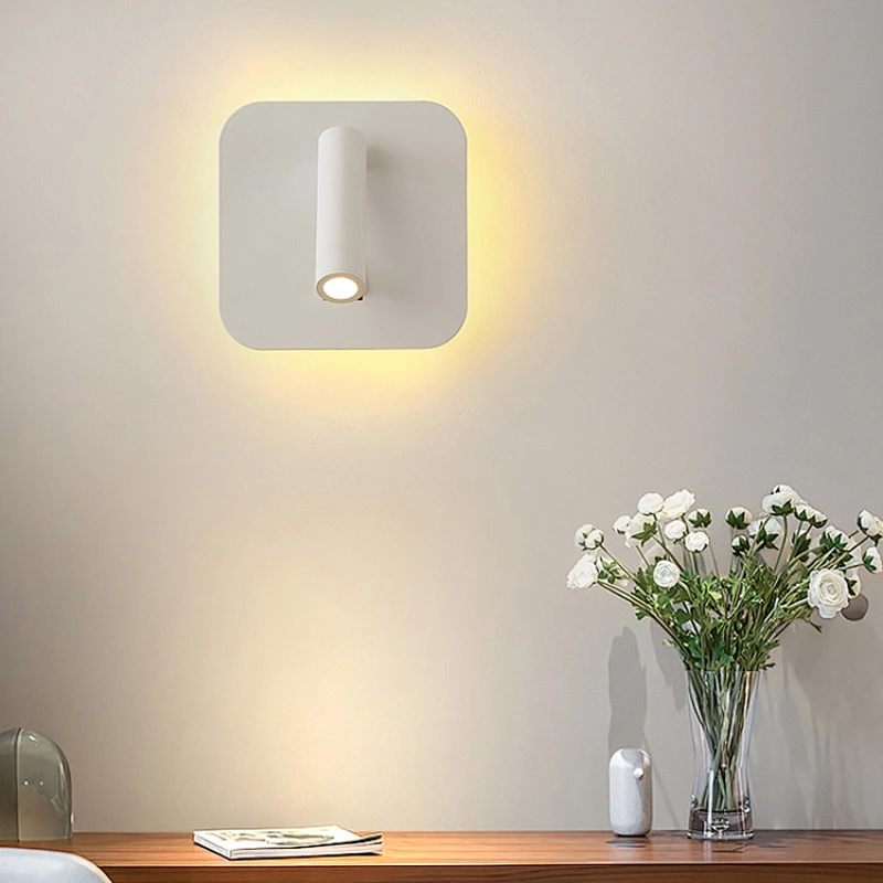 Unique design white black aluminum iron SMD COB bedroom hotel 8w led wall lamp