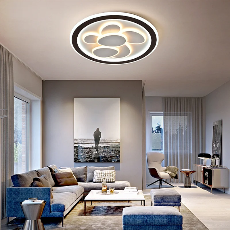 New design 55W aluminum acrylic modern dimmable bedroom home round led ceiling lamp